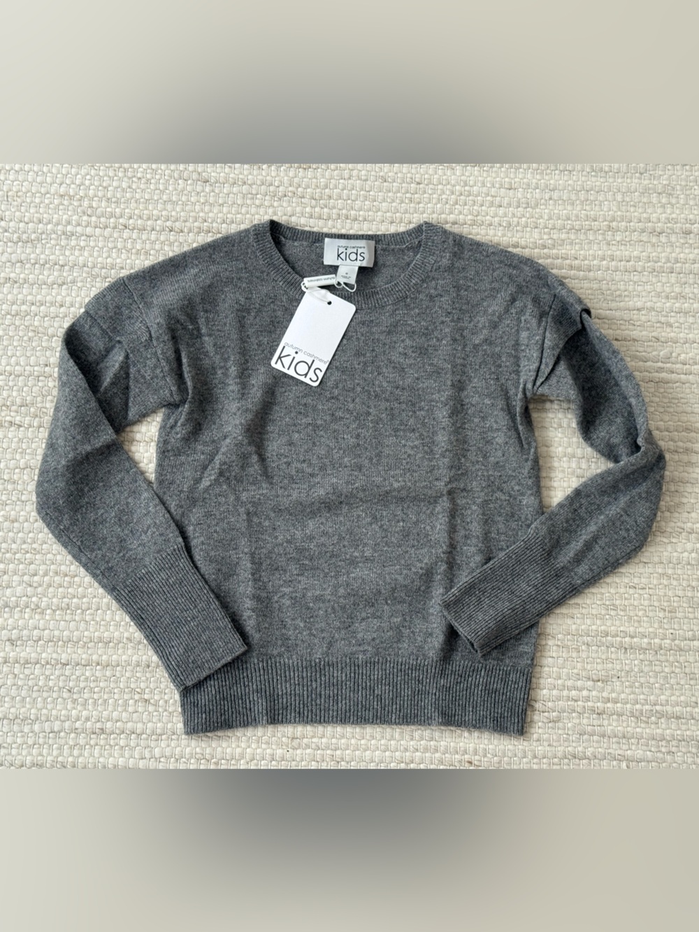 NWT AUTUMN CASHMERE Grey Drop Shoulder Sweater Girls Size 8 Years